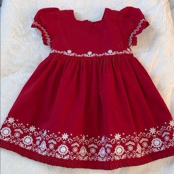 GAP Other - Baby Gap Red Dress 12-18m  with floral embroidery